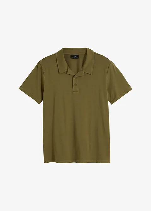 Poloshirt mit Resortkragen, Kurzarm aus  reiner Bio-Baumwolle in grün von vorne - bonprix