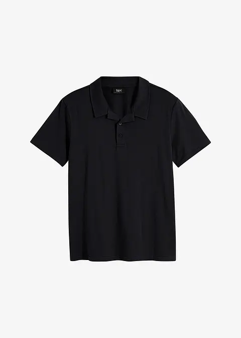 Poloshirt mit Resortkragen, Kurzarm aus  reiner Bio-Baumwolle in schwarz von vorne - bonprix