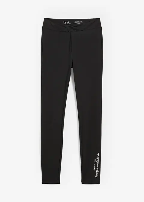 Sport-Leggings mit V-förmigem Bund in schwarz von vorne - bpc bonprix collection