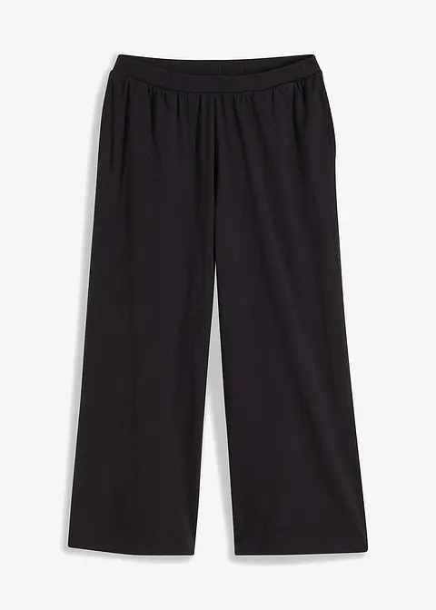 Culotte Pyjamahose mit Eingriffstaschen aus Bio-Baumwolle in schwarz von vorne - bonprix