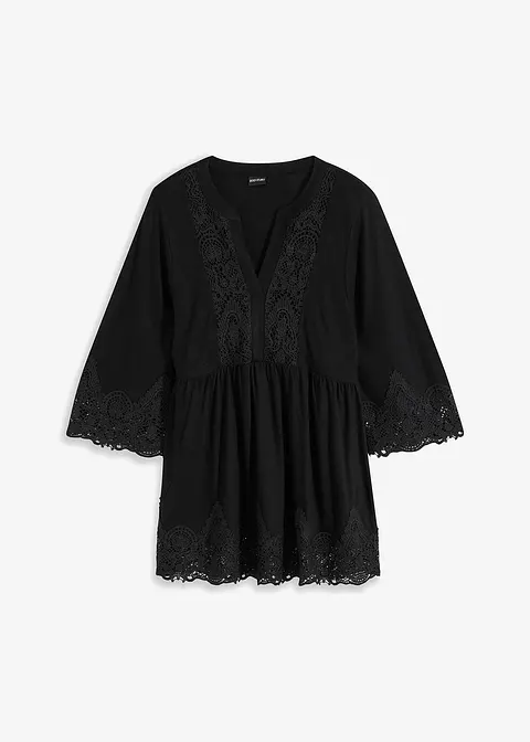 Tunika-Shirt aus Viskose in schwarz von vorne - bonprix
