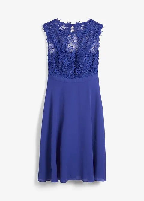 Kleid mit Spitze in blau von vorne - bonprix