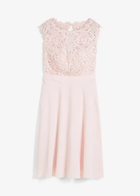 Kleid mit Spitze in rosa von vorne - bonprix