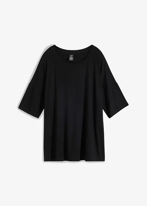 fließendes Oversize-Shirt in schwarz von vorne - bonprix