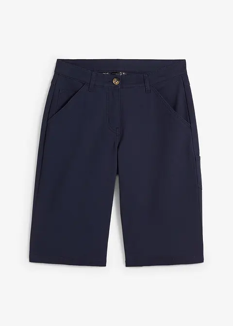 Knielange Baumwoll-Bermuda mit Utility-Details in blau von vorne - bonprix