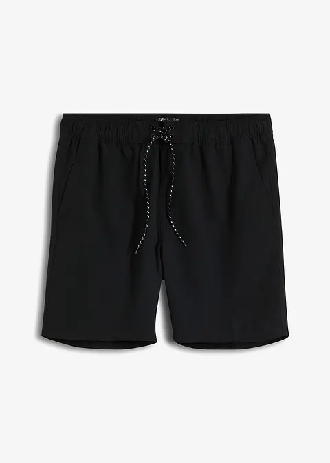 Strand-Shorts mit elastischer Innenhose in schwarz von vorne - bpc bonprix collection