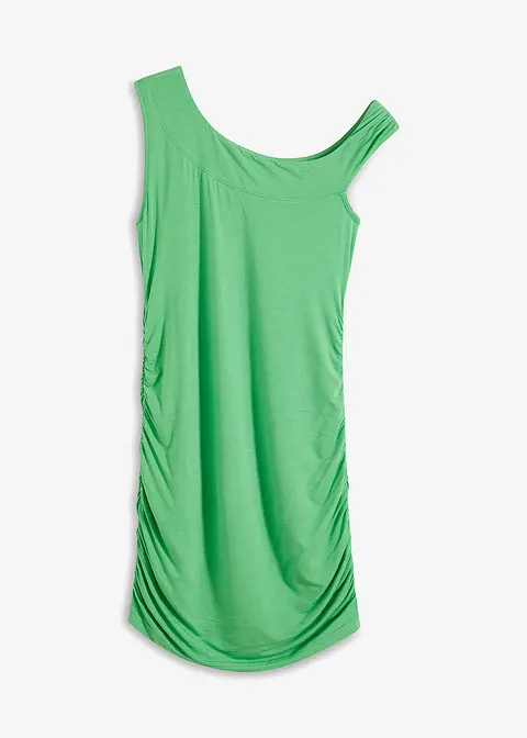 Kurzes Jerseykleid mit besonderem Ausschnitt in grün von vorne - RAINBOW