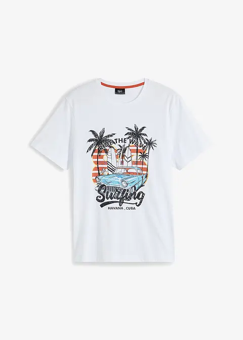 T-Shirt aus reiner Bio-Baumwolle in weiß von vorne - bonprix