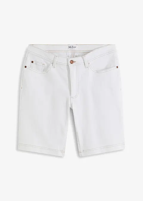 Stretch-Jeans-Bermuda, Regular Fit in weiß von vorne - John Baner JEANSWEAR