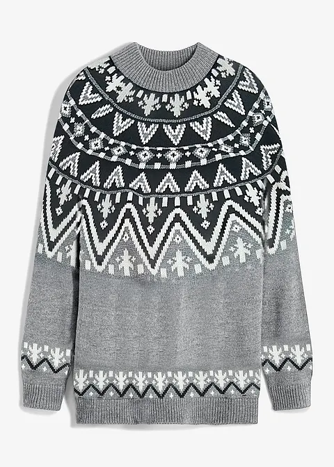 Norweger Pullover in grau von vorne - bpc bonprix collection