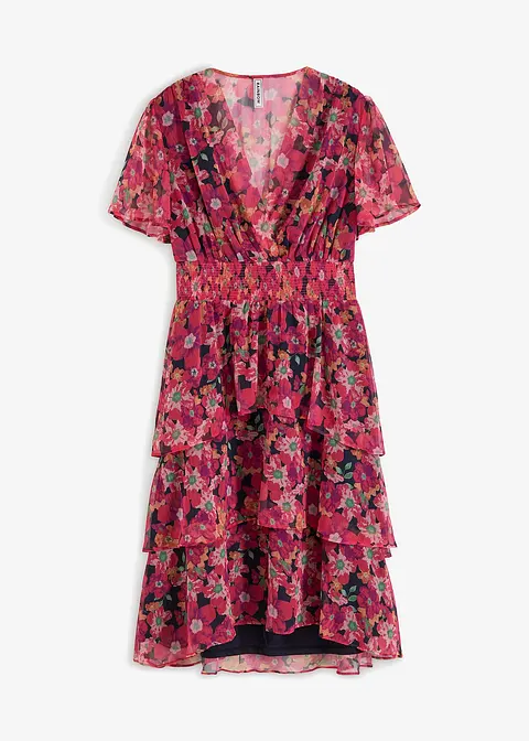 Geblümtes Midikleid mit Volants in blau von vorne - bonprix