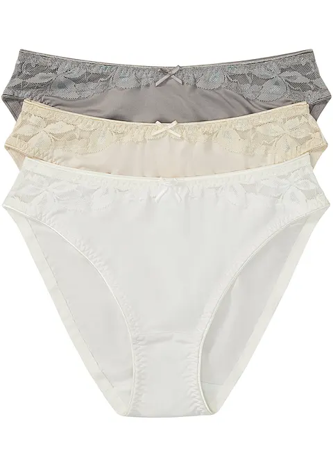 Slip (3er Pack) in grau von vorne - bonprix