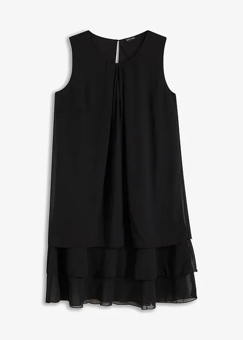 Chiffon-Kleid in schwarz von vorne - bonprix