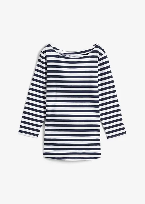 3/4 Shirt mit U-Boot-Ausschnitt in weiß von vorne - bonprix