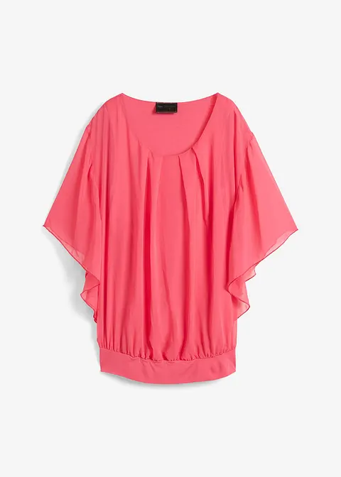 Chiffonbluse mit Untertop in pink von vorne - bonprix