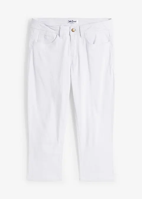 Slim Fit Jeans Mid Waist, cropped in weiß von vorne - bonprix
