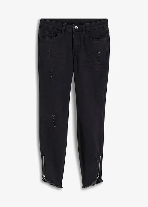 Skinny Jeans, Mid Waist, Stretch in schwarz von vorne - bonprix