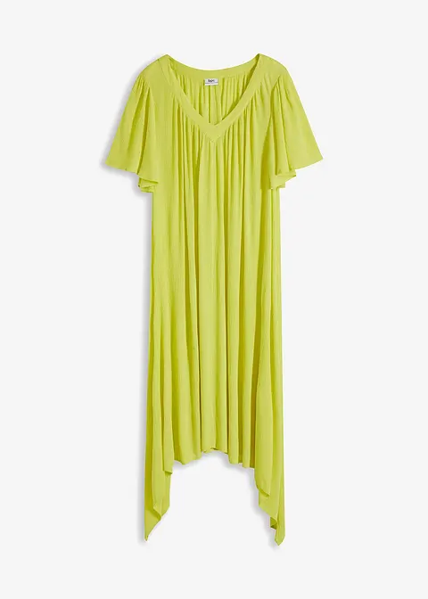 Langes Kaftan-Kleid aus Kreppware in grün von vorne - bonprix