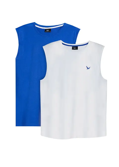Muskelshirt (2er Pack) aus reiner Bio-Baumwolle in weiß von vorne - bonprix