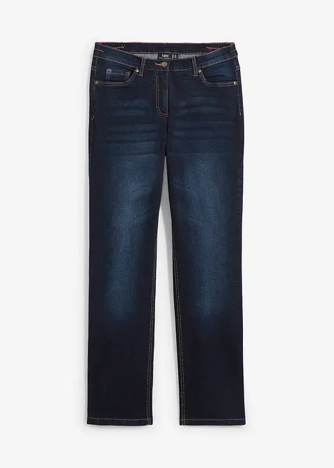 Straight-Jeans Mid Waist aus Baumwolle in blau von vorne - bonprix