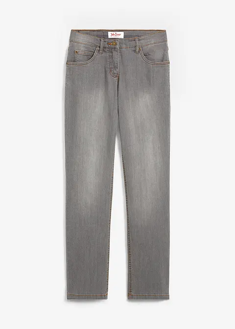 Straight Jeans High Waist, Stretch in grau von vorne - bonprix
