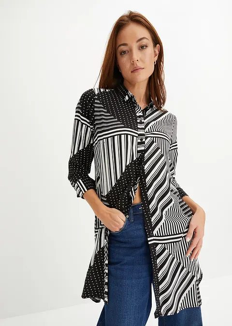 Longbluse in schwarz von vorne (im Anschnitt) - bonprix