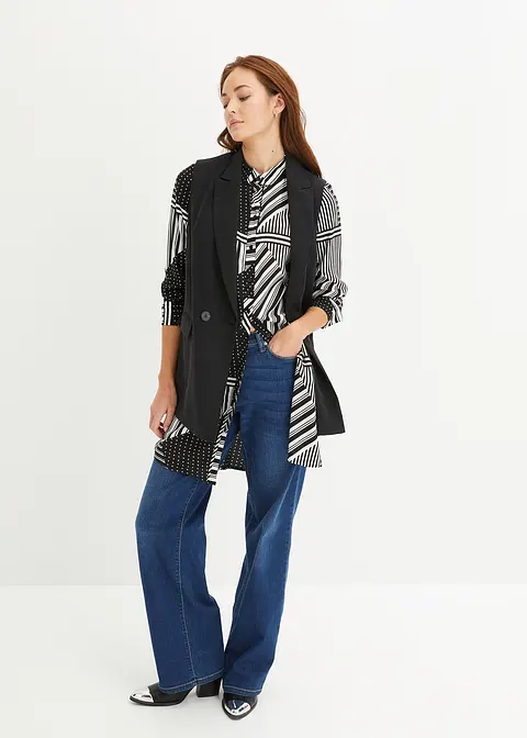 Longbluse in schwarz im Look von vorne (Totalaufnahme) - bonprix