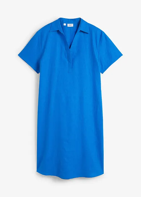Tunika-Kleid aus leichtem Leinen-Mix in blau von vorne - bonprix