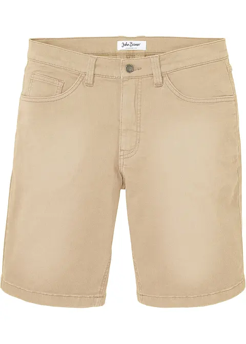 Coloured Stretch-Bermuda, Regular Fit in beige von vorne - bonprix