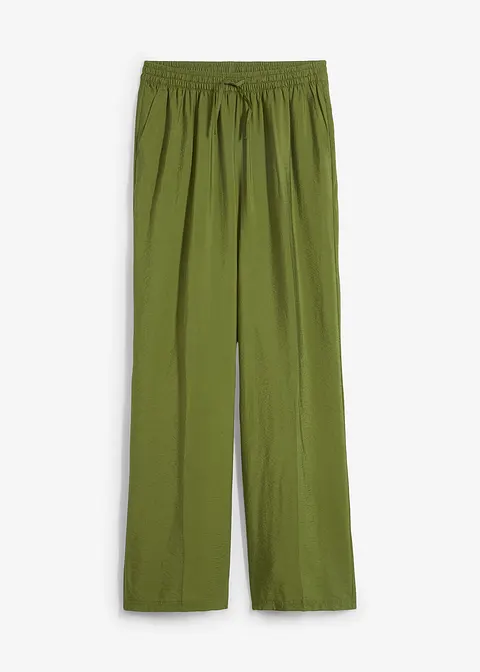 Marlenehose mit elastischem Bund aus Viskose-Mix in grün von vorne - bonprix