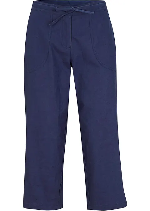 Leinen-3/4-Hose in blau von vorne - bonprix