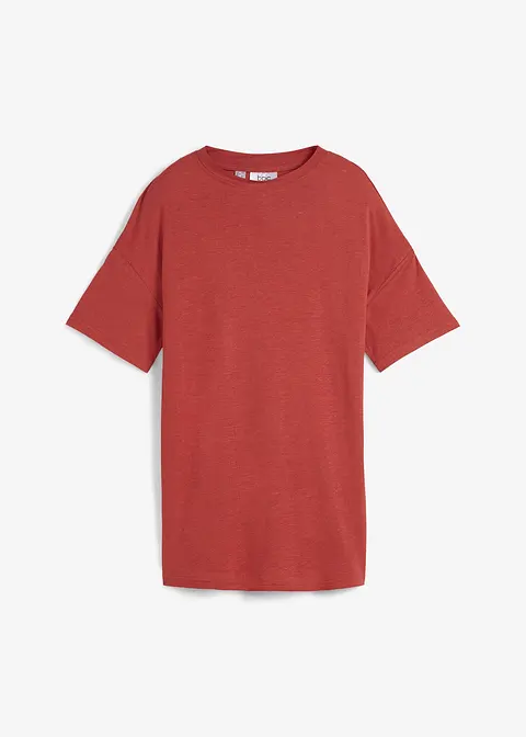 T-Shirt mit Leinen in rot von vorne - bpc bonprix collection