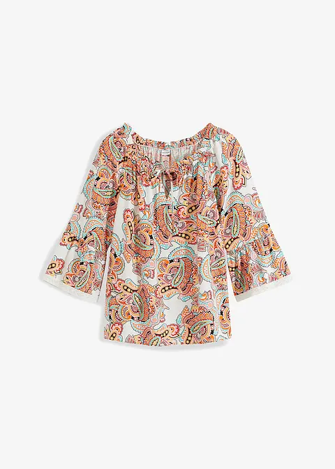 bedruckte Bluse aus Viskose in weiß von vorne - bonprix