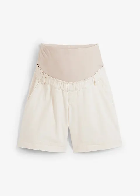 Umstandsshorts mit Bio-Baumwolle in beige von vorne - bpc bonprix collection