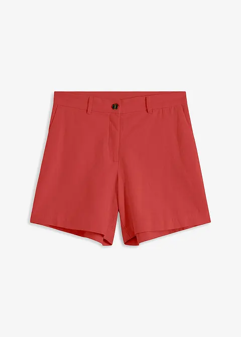 Gerade geschnittene Shorts mit Leinen in rot von vorne - bpc bonprix collection
