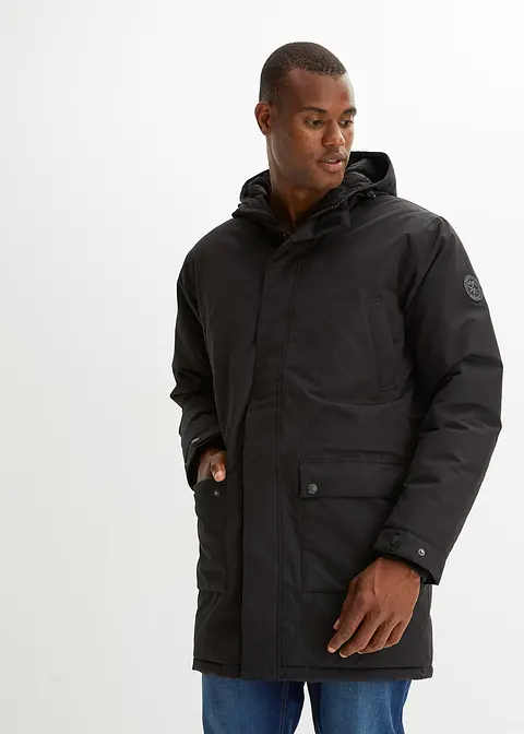 Essential-Hybrid-Thermo-Parka mit recycelter Daune, innen gesteppt in schwarz von vorne (im Anschnitt) - bonprix