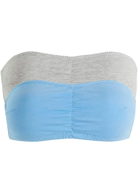 Bandeau BH (Cup A und B) mit Bio-Baumwolle (2er Pack) in blau von vorne - bonprix