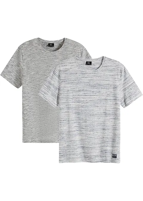 T-Shirt (2er Pack) in blau von vorne - bonprix