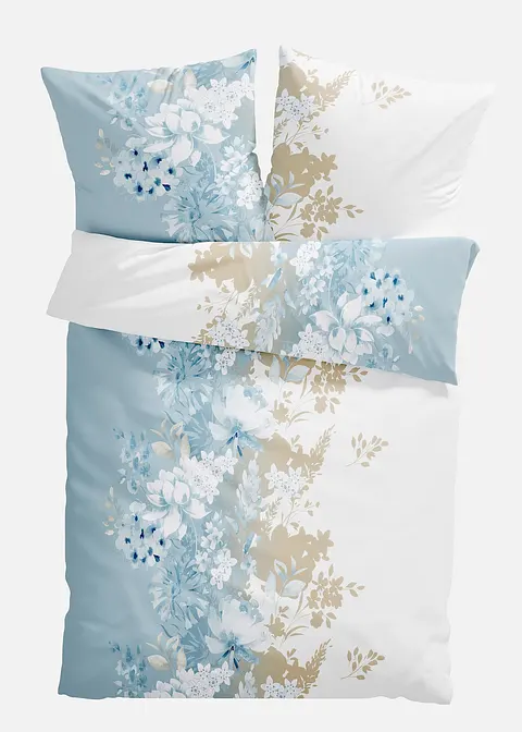 Bettwäsche mit floralem Design in blau - bonprix