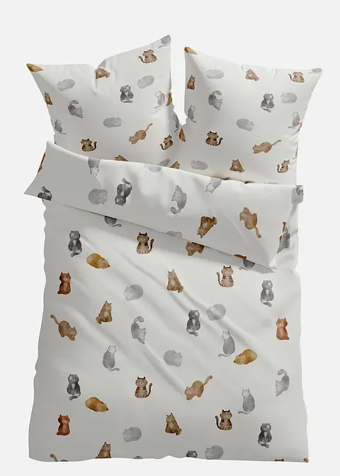 Bettwäsche mit Katzen in beige - bonprix