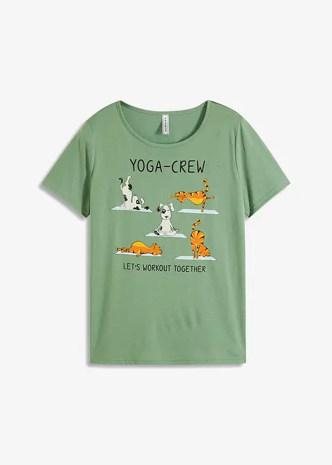 T-Shirt mit Druck in grün von vorne - bonprix
