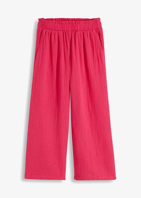 Musselin-Culotte aus Baumwolle in pink von vorne - bonprix