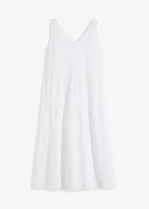 Musselin-Kleid aus reiner Baumwolle in weiß von vorne - bonprix