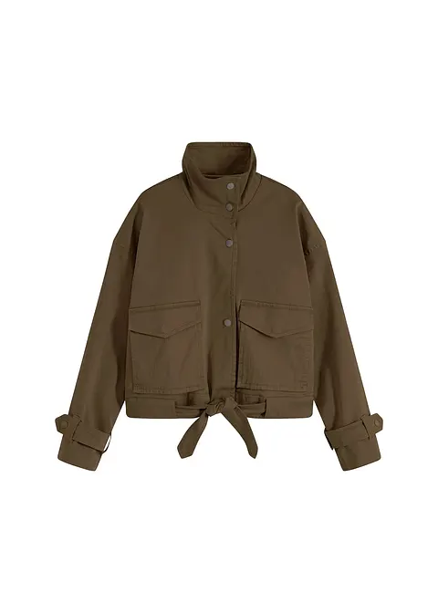 Oversized Twill-Jacke in grün von vorne - bonprix