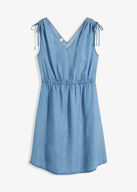 Kleid aus glattem Lyocell in blau von vorne - bonprix