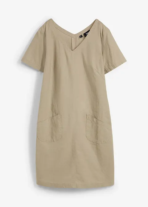 Minikleid mit Leinen in grün von vorne - bonprix