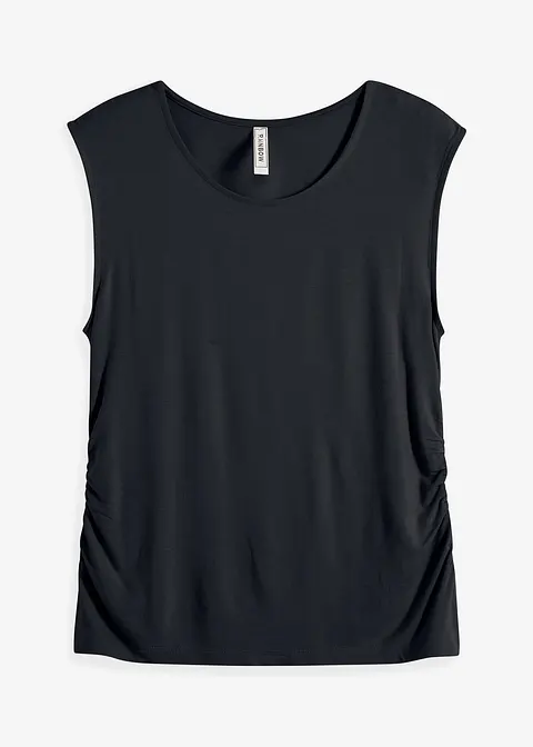 Shirt aus fließender Viskose in schwarz von vorne - RAINBOW