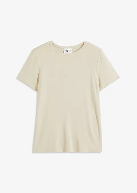 T-Shirt aus fließender Viskose in beige von vorne - bonprix