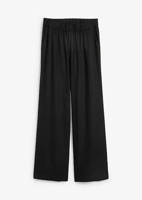 Weite Palazzo-Hose mit Bequembund in schwarz von vorne - bonprix