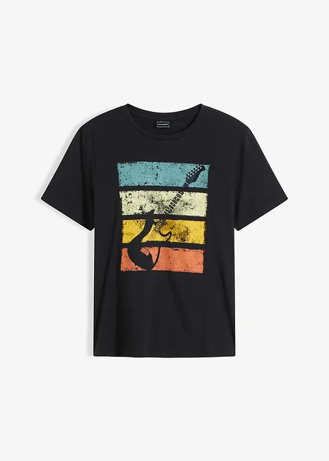 T-Shirt aus reiner Bio-Baumwolle in schwarz von vorne - bonprix